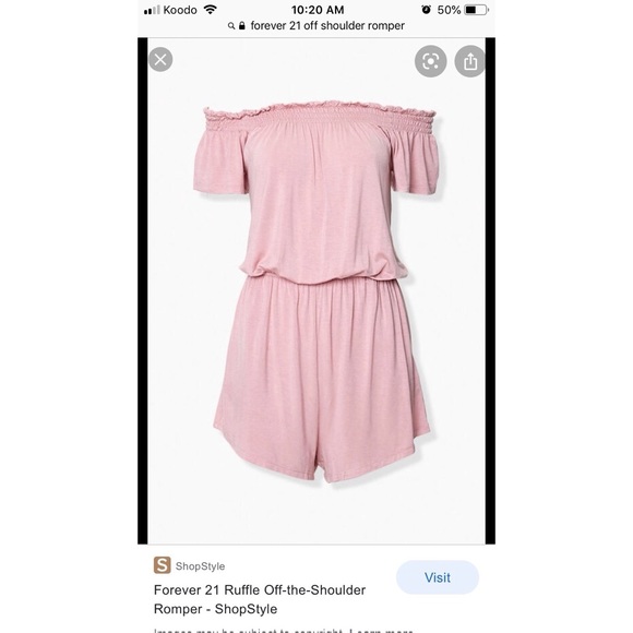Pink Forever 21 Off the Shoulder Romper - Picture 1 of 5